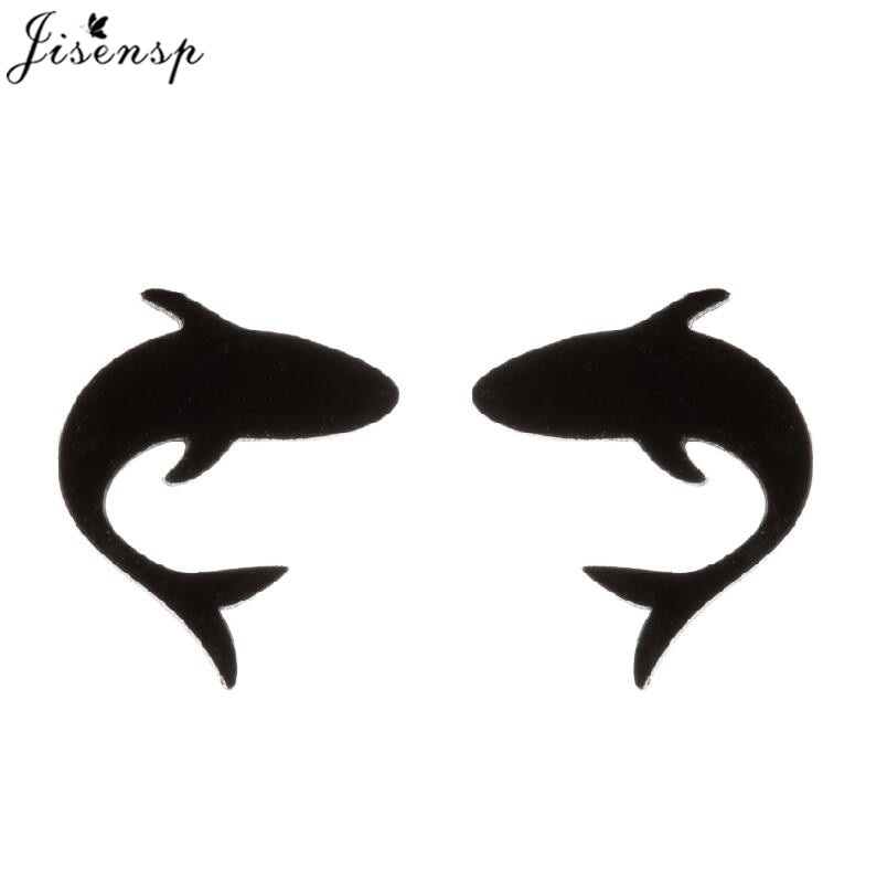 Jisensp Mini Stainless Steel Shark Stud Earrings Women Lovely Animal Jewelry Earring Cartoon Whale Fish Ear Piercing pendientes