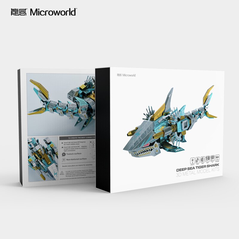 Microworld 3D Metal Puzzle Deep Sea shark  Model kits DIY Laser Cut Assemble Jigsaw Toy GIFT For Children