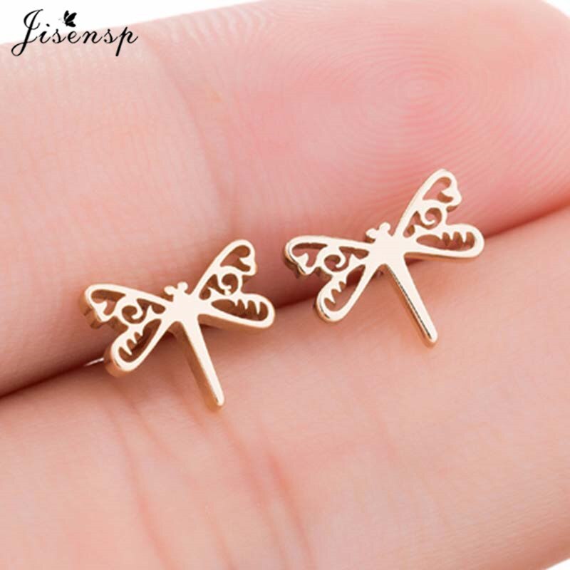 Jisensp Mini Stainless Steel Shark Stud Earrings Women Lovely Animal Jewelry Earring Cartoon Whale Fish Ear Piercing pendientes