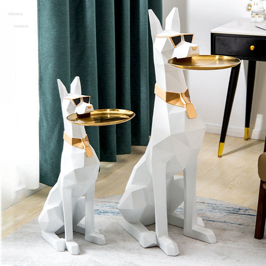 Light Luxury Living Room Sculptures Decor Creative Modern TV Cabinet Home Decoration Floor Dog Large Statues Decoration Crafts