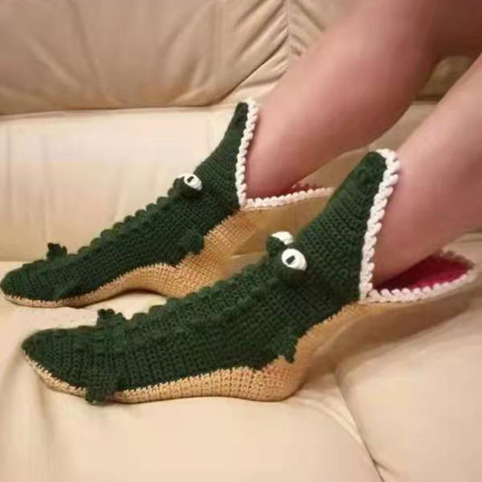 New Man Unique Solid Color Big Eye Christmas Crocodile Socks Home Floor Socks Warm Knitting Wool Socks Stocking Women