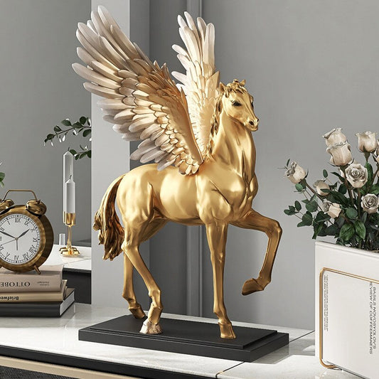 Golden Fairy Horse Art Sculpture Home Decorations Horse statue Decor for Home Live room Statu Resin Figure Office Desk Decora