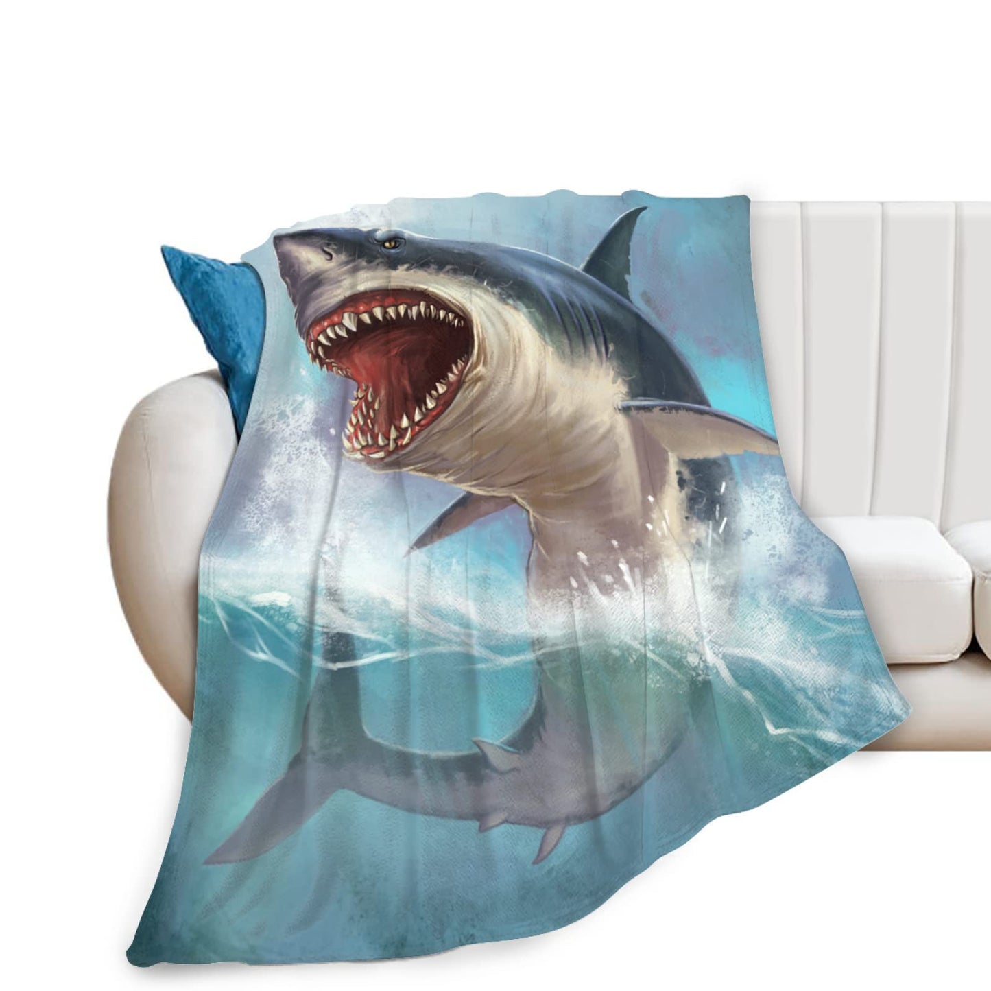 Deep Sea Shark Blanket Comfort Warmth Soft Cozy Easy Care Machine Wash Black Throw Blanket Quilt for Sofa Bed Home Decor Gifts