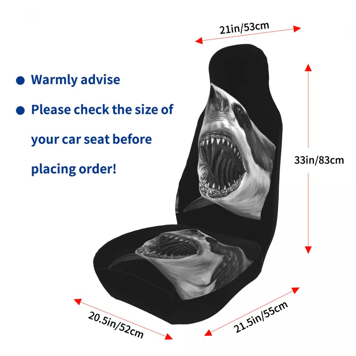 White Shark Wild Animal Universal Car Seat Cover Protector Interior Accessories Travel Seat Cushion Polyester Hunting