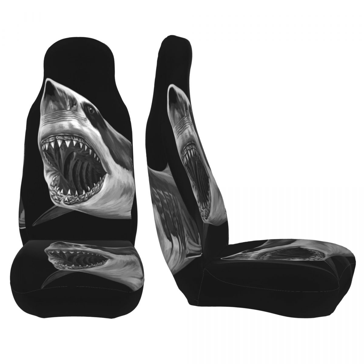 White Shark Wild Animal Universal Car Seat Cover Protector Interior Accessories Travel Seat Cushion Polyester Hunting