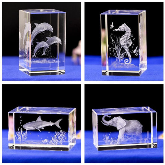 Mini K9 Crystal 3D Internal Sculpture Inter-engraving Animal Mini Creative Gift Office Desk Home Decoration Crafts Drop Shipping