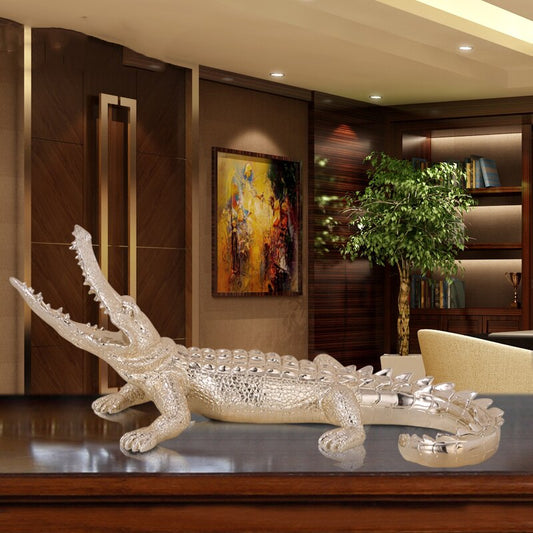 Crocodile Sculpture Ornaments Resin Crafts Animal Figurine Office TV Cabinet Porch Statue Ornaments Home Decoration Accessories