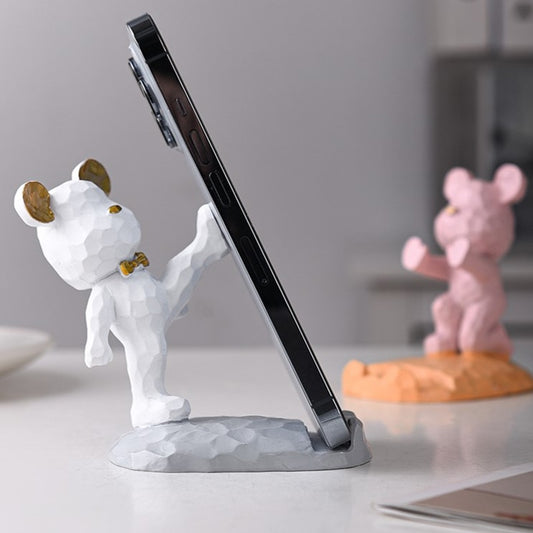 Home Decoration Cute Bear Phone Holder Desk Accessories Aesthetic Kawaii Room Decor Gadgets Desktop Sculpture Gifts