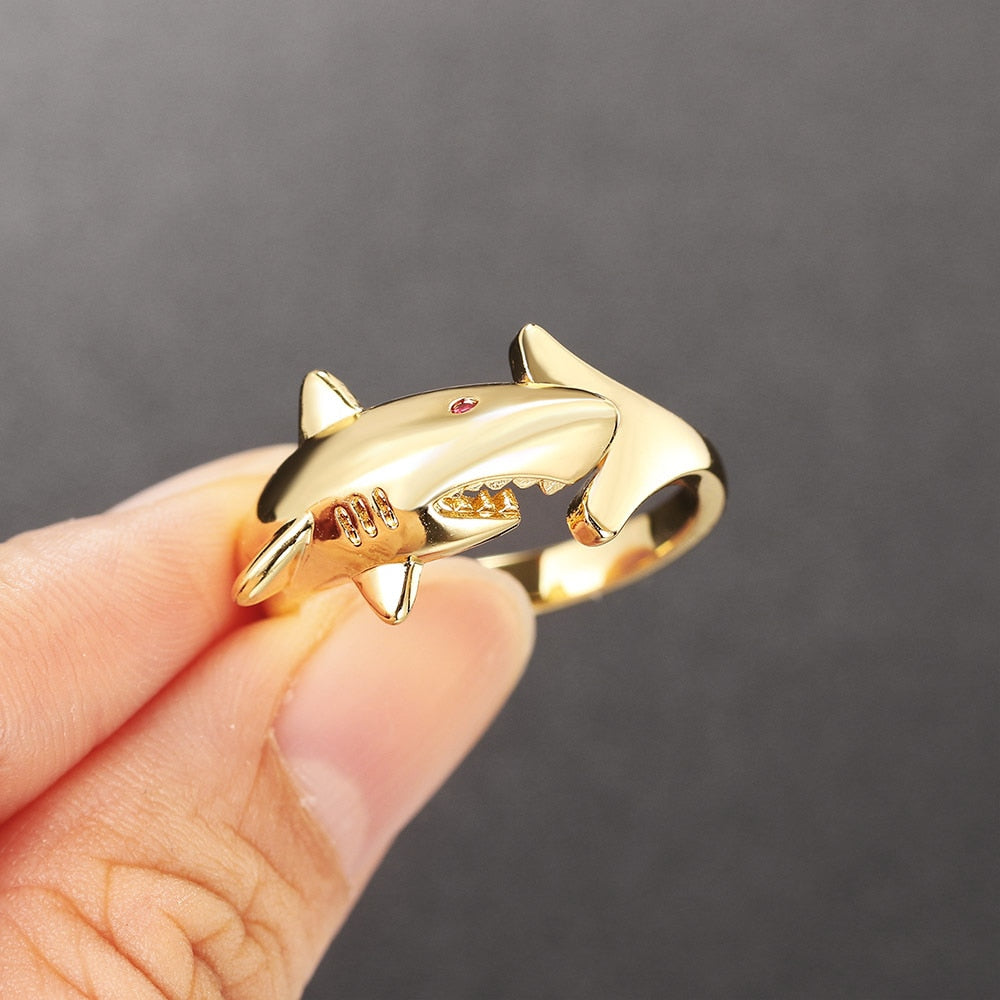 Personality Shark Adjustable Rings for Men Women's Opening Finger Ring Animal Jewelry Fashion Accessories