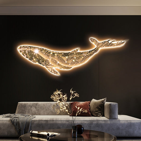 LED Lamp Painting Living Room Decoration Whale Atmosphere Lamp Decoration Painting Sofa Background Hanging Painting Mural