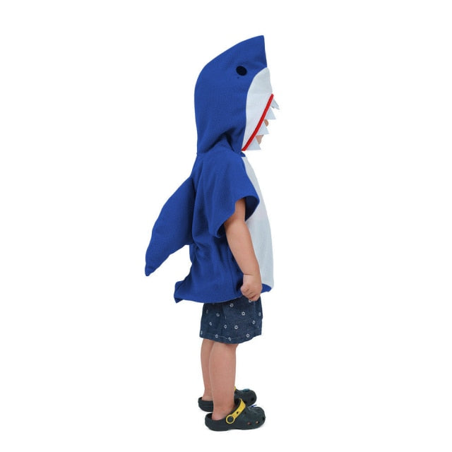 Eraspooky 1-6T Gray Shark Cosplay Hoodie Halloween Costume For Kids Toddler Christmas Fancy Dress Children Sharks Candy Bag