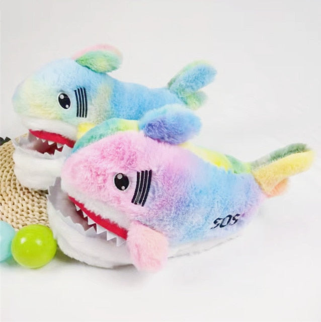 Cartoon Shark Funny Shoes Girls Lovely Indoor Slippers Ladies Home Shoes 2022 Fashion Plush Warm Slippers Women Winter Shoes